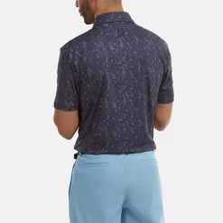 FootJoy Digital Camo FJ Print Lisle Golf Polo Shirt -Fairway Elite Sales Store FootJoy SS22 Digital Camo FJ Print Lisle Golf Polo Shirt Navy 88436 model 3