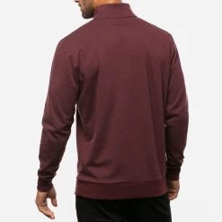 TravisMathew Cloud 2.0 1/4 Zip Golf Sweater -Fairway Elite Sales Store Travis Mathew SS22 Cloud Quaterzip 2.0 Sweater 1MS309 Code SWTRA014 Heather Dark Red Model 3